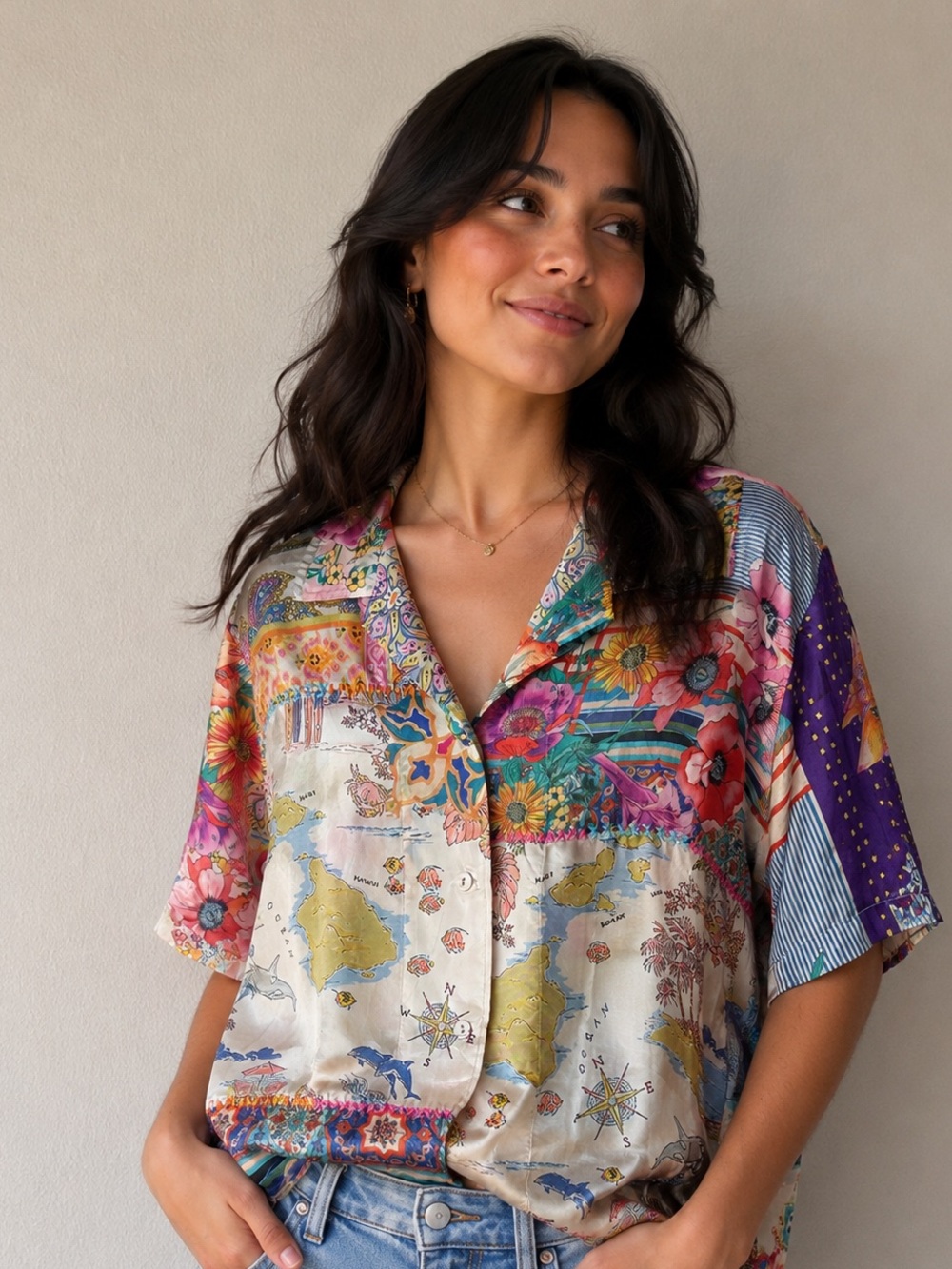 Johnny Was Logan Jules Button Up silk shirt